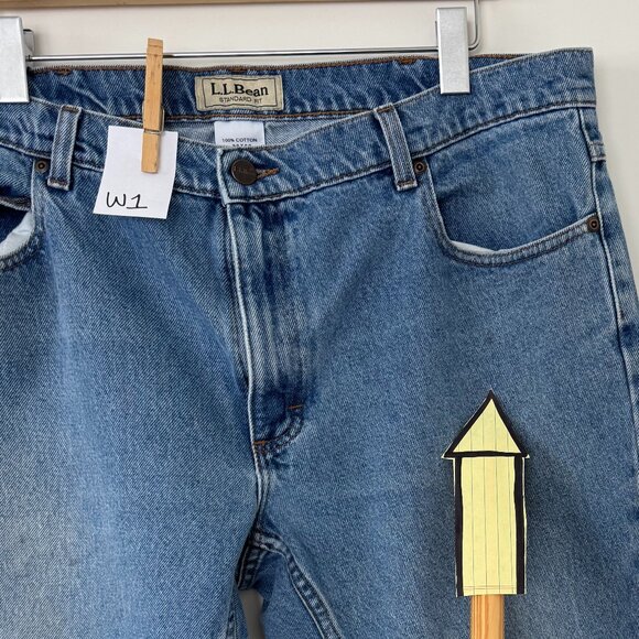 3 PAIR LOT- LL BEAN Men's 38x28 Medium Blue Jeans - WORK PANTS - Picture 4 of 13